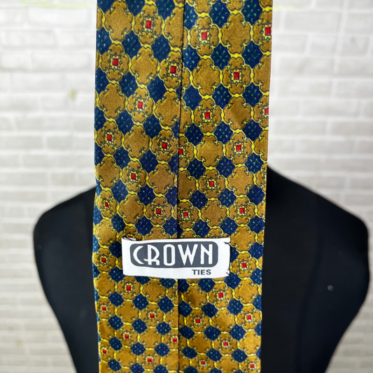 Crown Geometric Medallion Print Necktie 9 cm