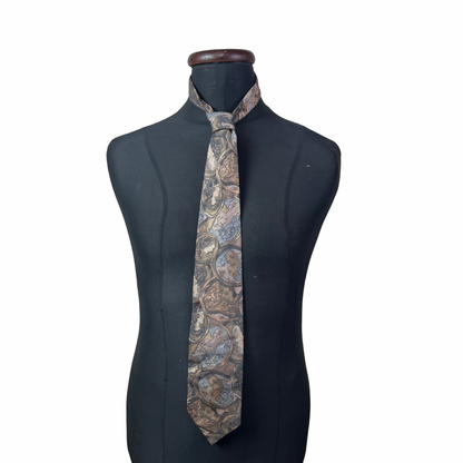Earth-Tone Artistic Face Motifs Necktie 9 cm