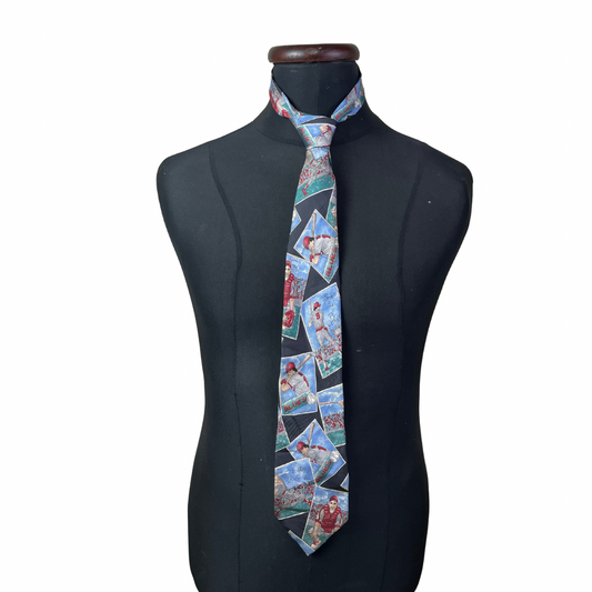 Rare Vintage Baseball Pattern Necktie 10 cm