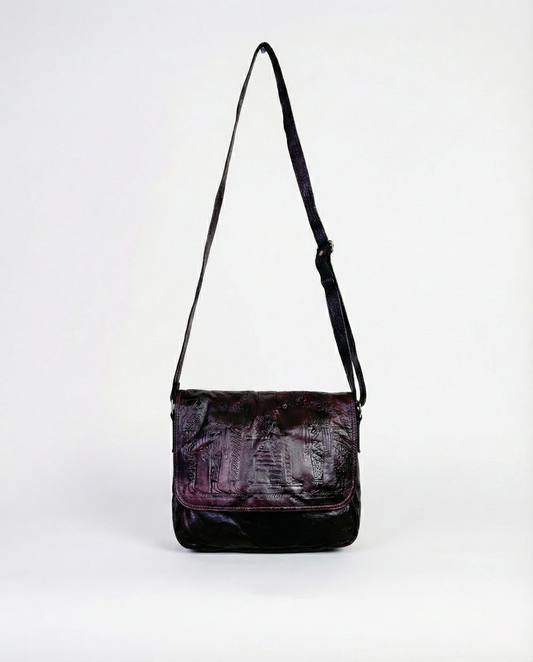 Vintage Embossed Egyptian Pharaonic Genuine Leather Bag