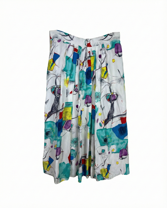 Vintage Brigitte Both Pleated Midi Skirt -  Medium