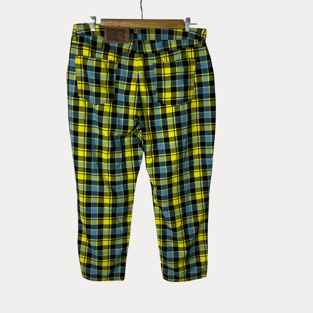 Reclaimed Vintage Denim Yellow Checkered Jeans W38