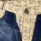 Text Patterned Wide Leg Women’s Jeans Large