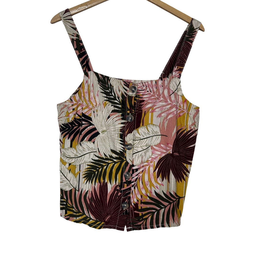 Papaya Foliage Patterned Cropped Top Small