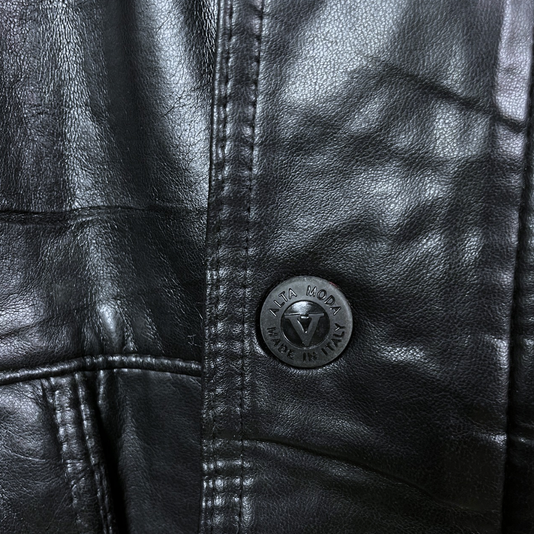 Alta Moda Genuine Leather Jacket with Fur Collar XL