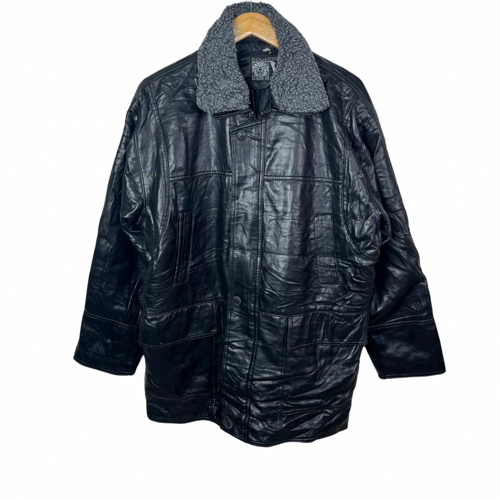 Alta Moda Genuine Leather Jacket with Fur Collar XL