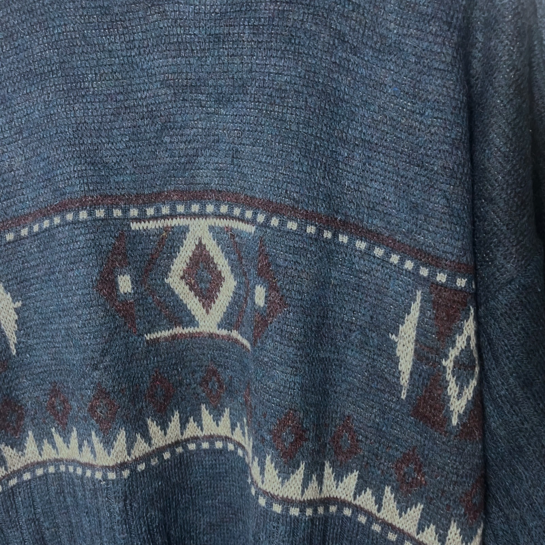 Vintage Patterned Sweater XL