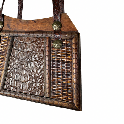 Vintage Wooden Shoulder Bag