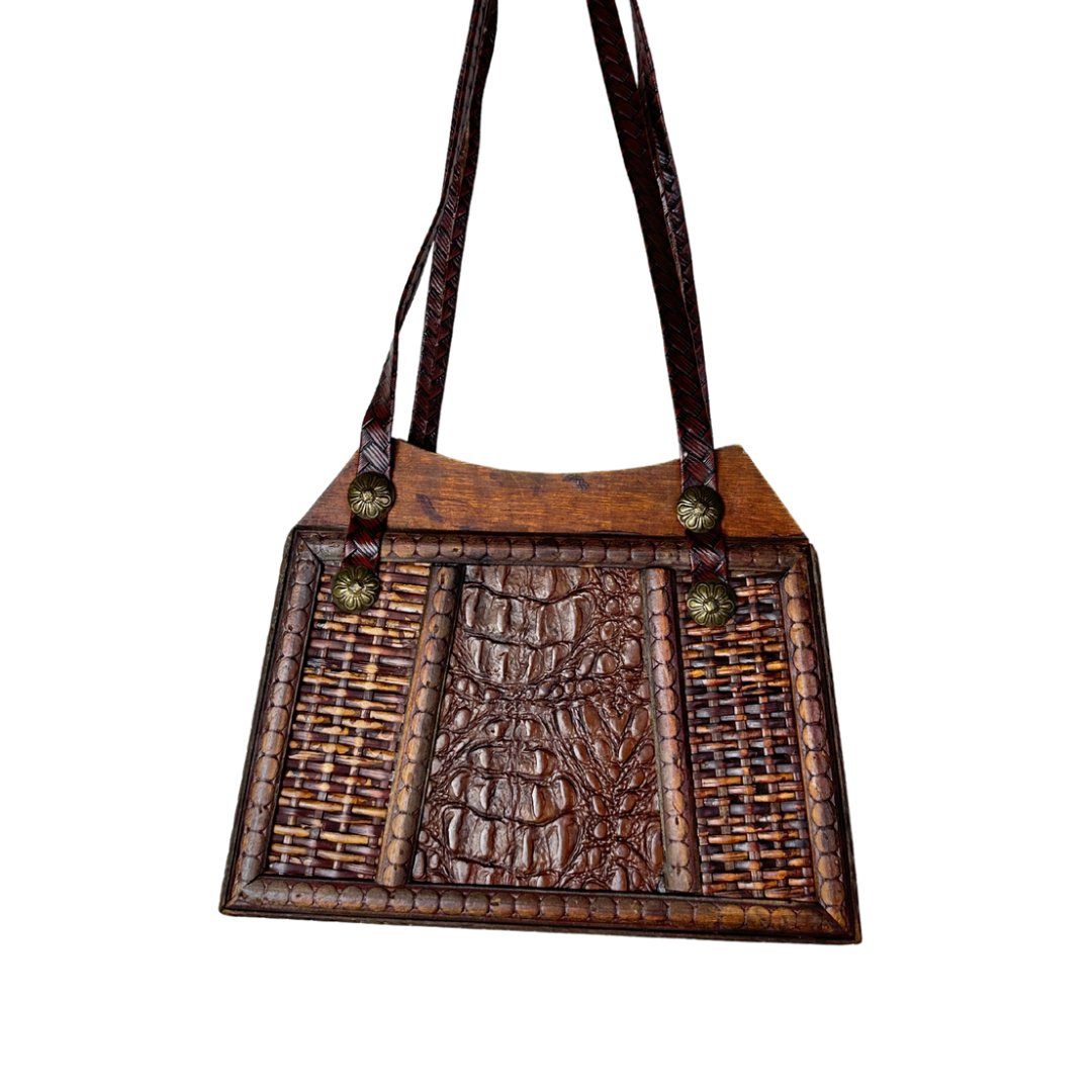 Vintage Wooden Shoulder Bag