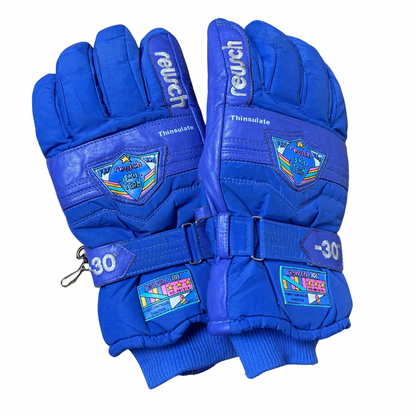 Reusch Blue Retro Ski Gloves