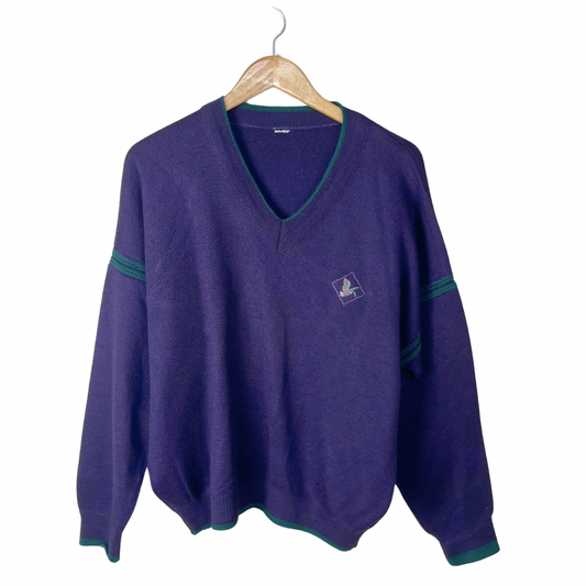 Vintage V-neck Purple Sweater XL