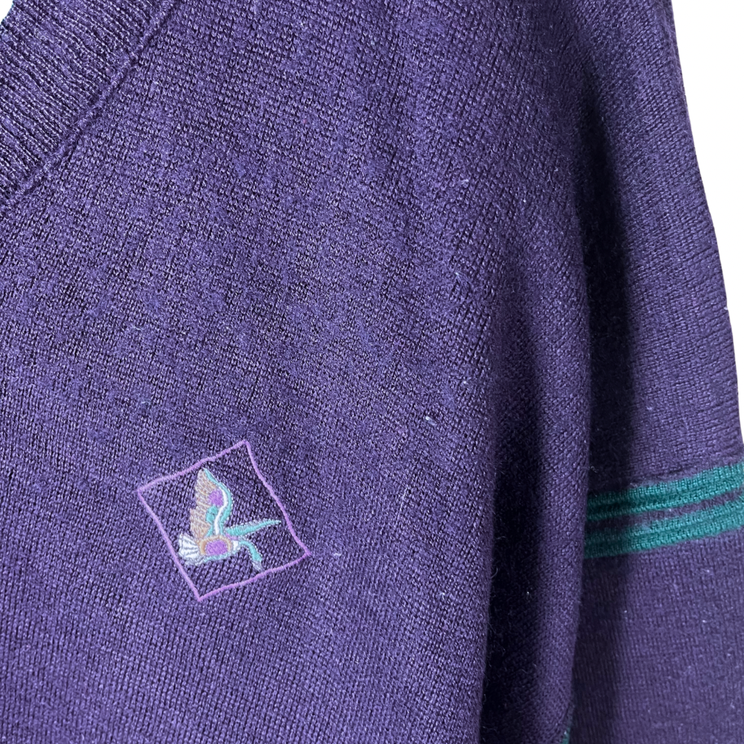 Vintage V-neck Purple Sweater XL