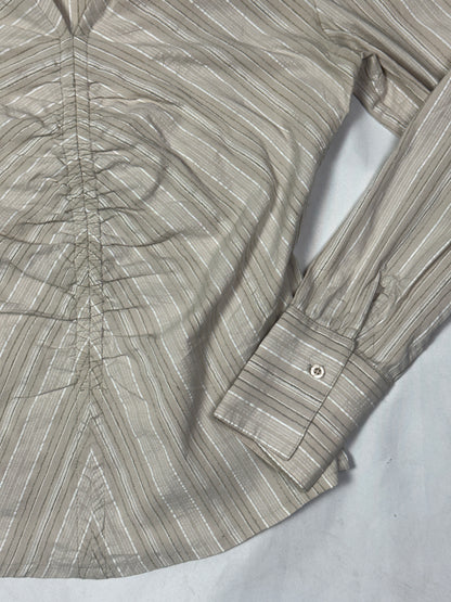 Livre Vintage Striped Ruched Fitted Blouse