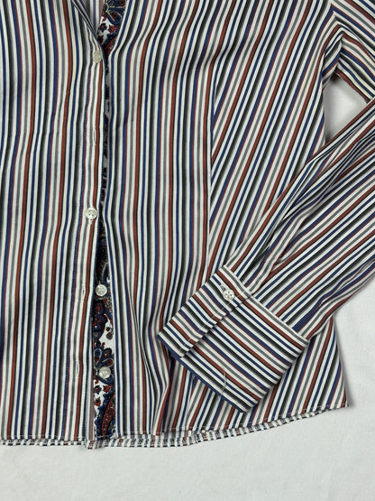 Striped  Women's Fitted Shirt with Paisley Trim