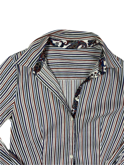 Striped  Women's Fitted Shirt with Paisley Trim