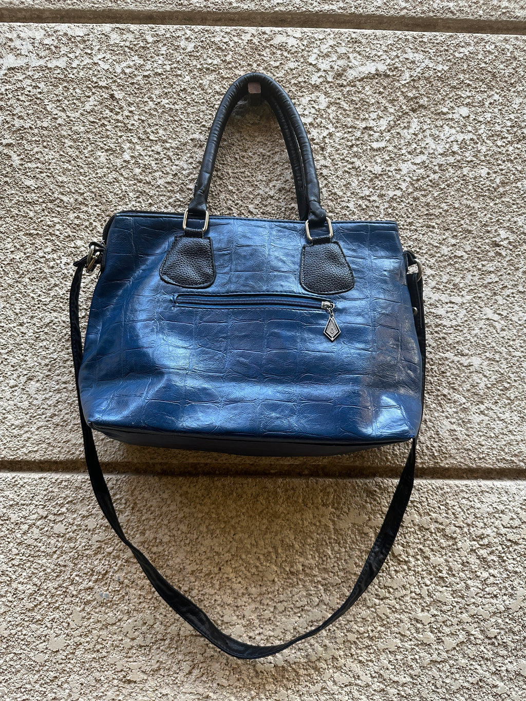 Genuine Leather Blue Tote Bag