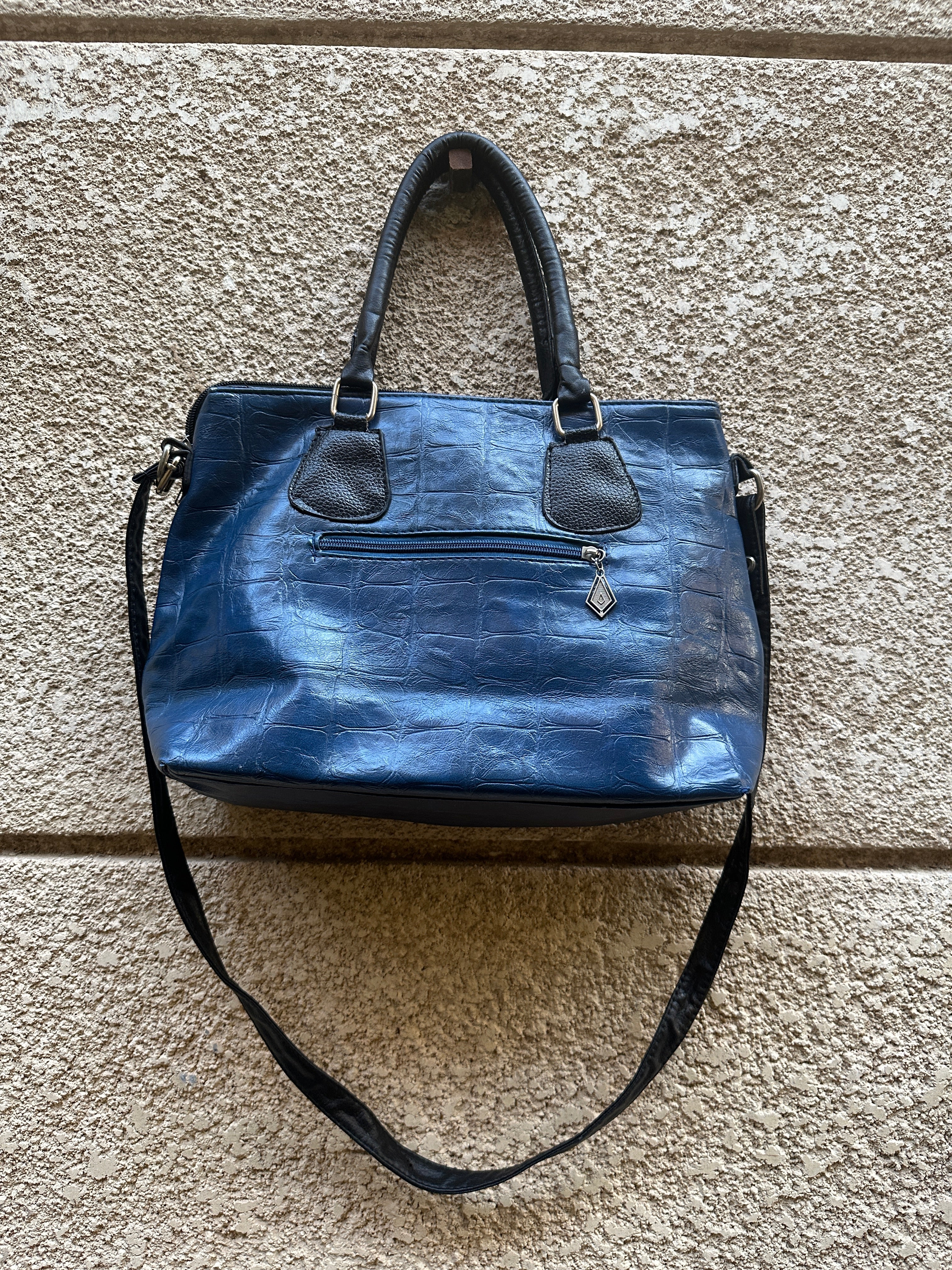 Genuine Leather Blue Tote Bag
