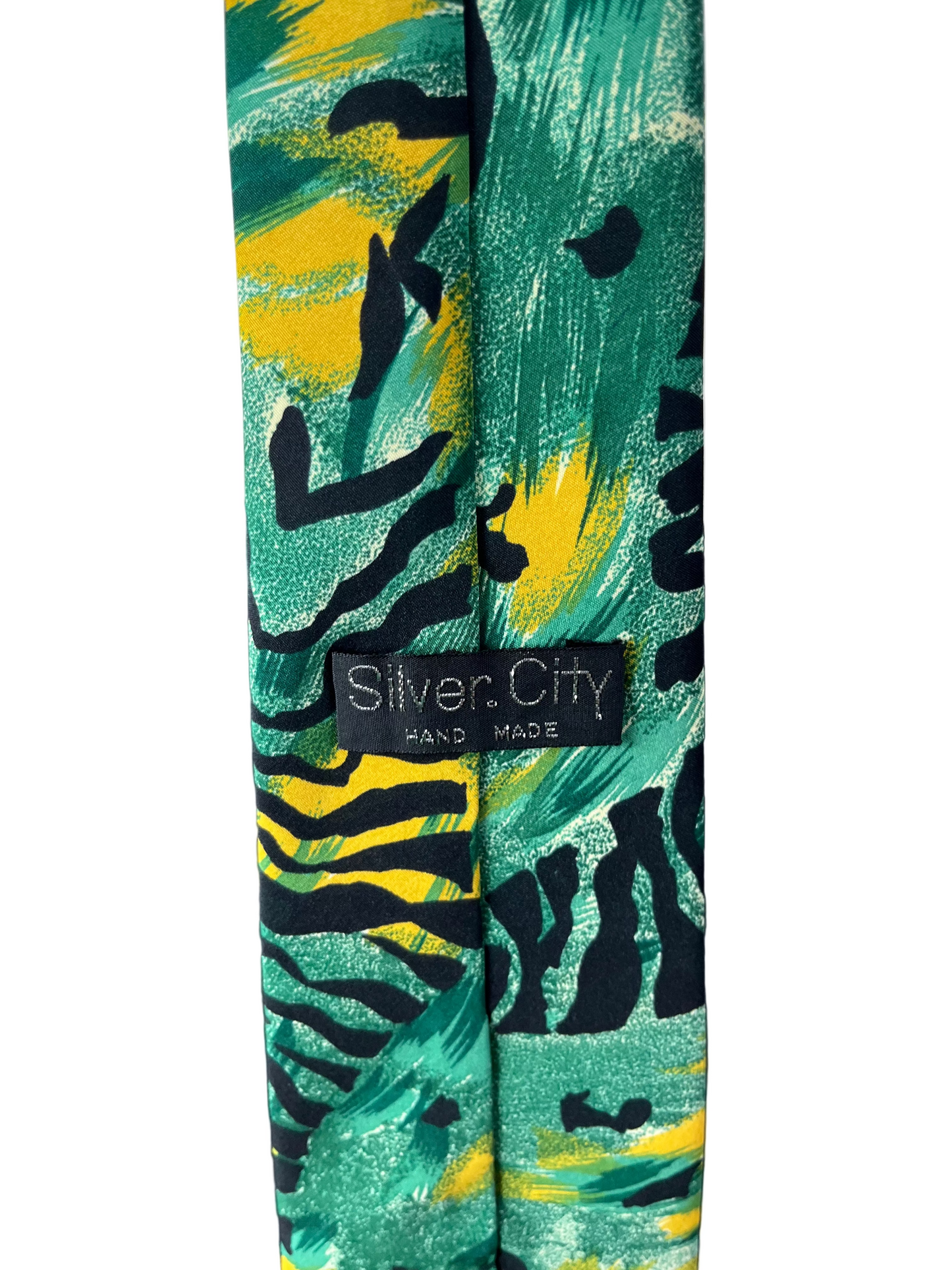Silver City Animal Print Green Necktie 9 cm