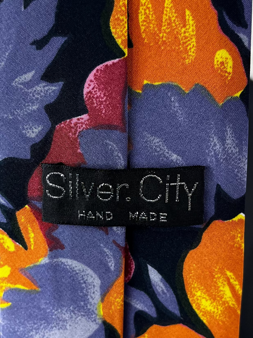Silver City multicolor painted floral necktie