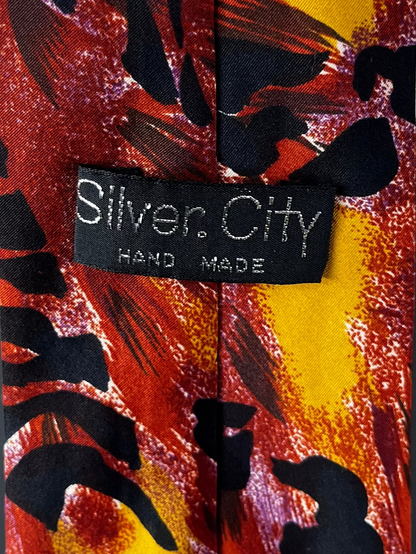Silver City Animal Print Red Necktie 9 cm