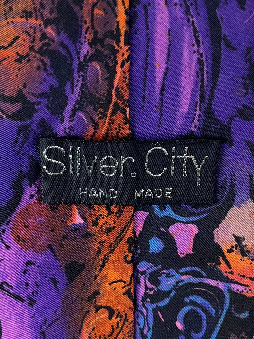 Silver City Retro Psychedelic Swirl Necktie - Purple & Orange