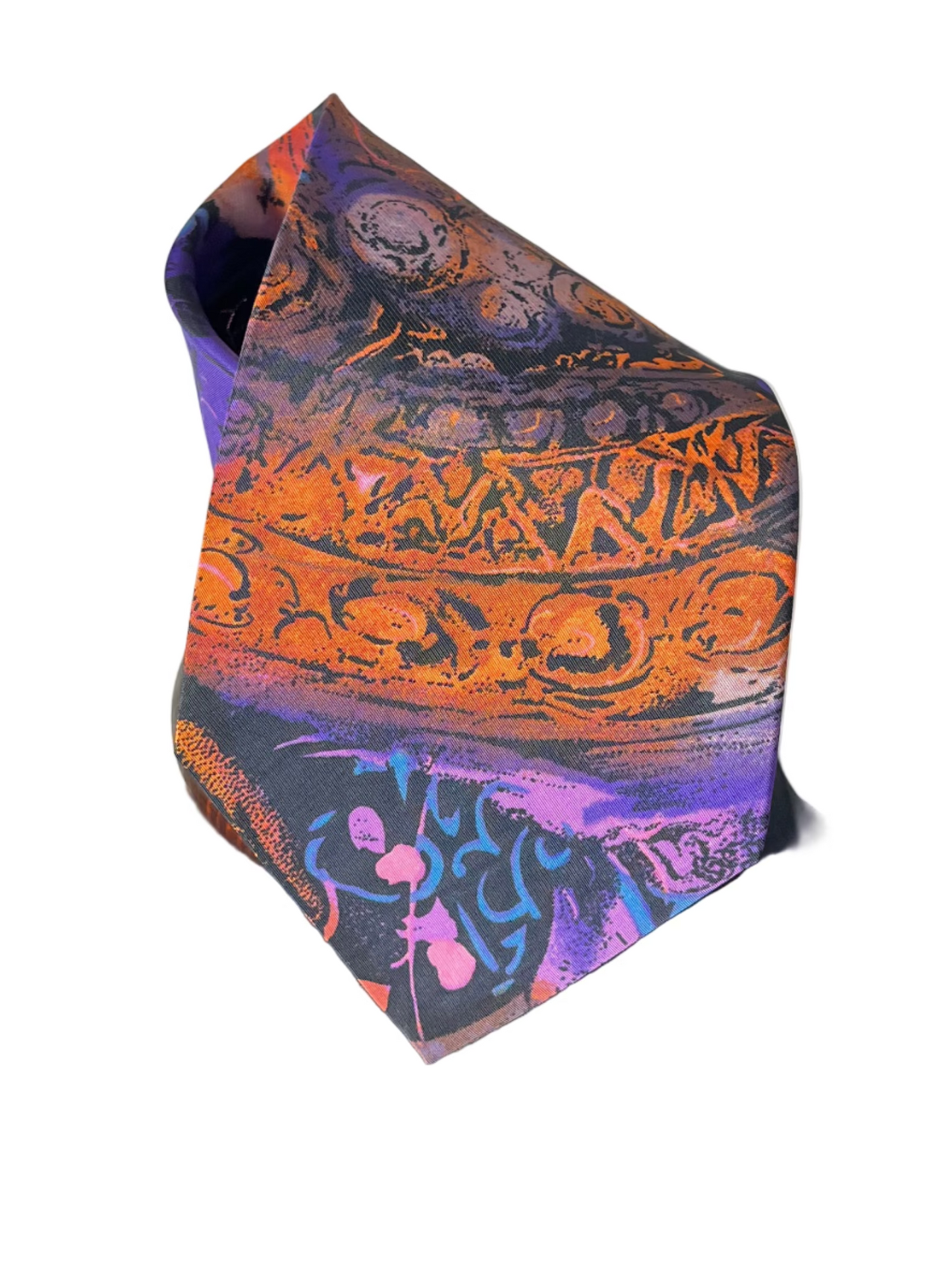 Silver City Retro Psychedelic Swirl Necktie - Purple & Orange