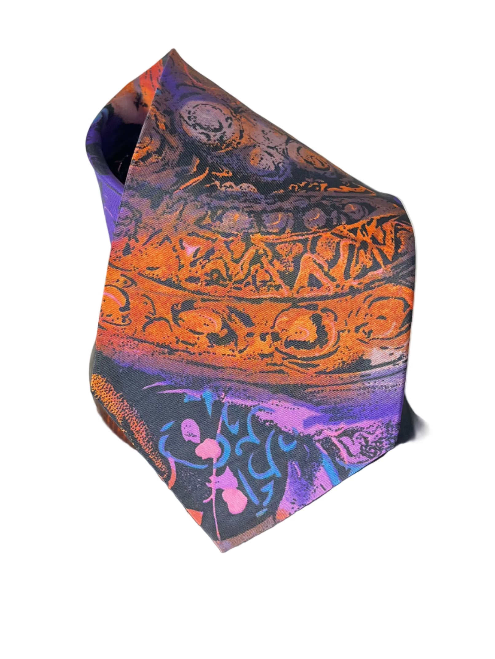 Silver City Retro Psychedelic Swirl Necktie - Purple & Orange