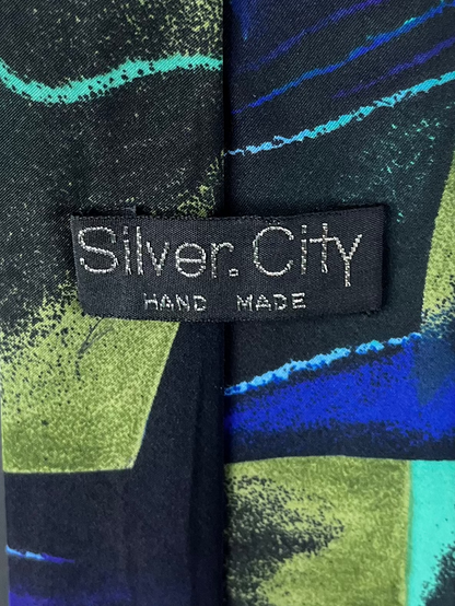 Silver City Blue & Lime Necktie 9 cm