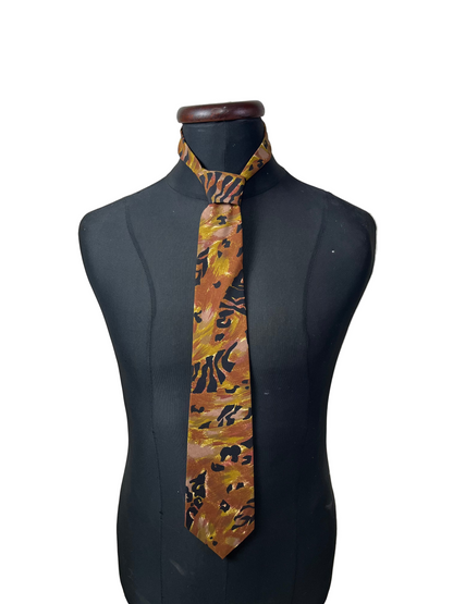 Silver City Animal Print Brown Necktie 9 cm