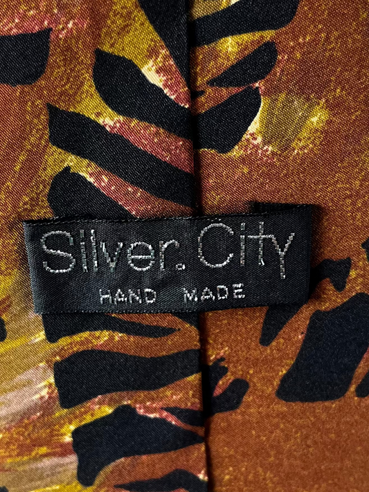 Silver City Animal Print Brown Necktie 9 cm