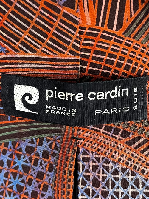 Pierre Cardin rust and blue geometric necktie