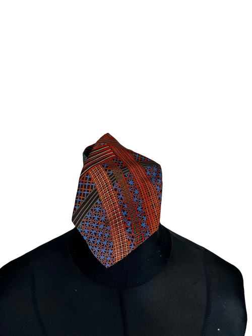 Pierre Cardin rust and blue geometric necktie