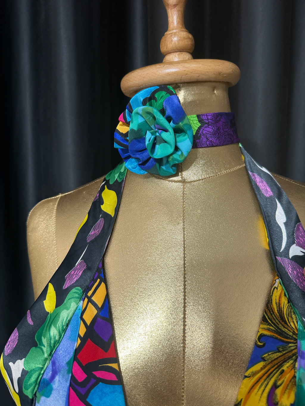 Handmade Upcycled Tie Halter Vest Top & Choker