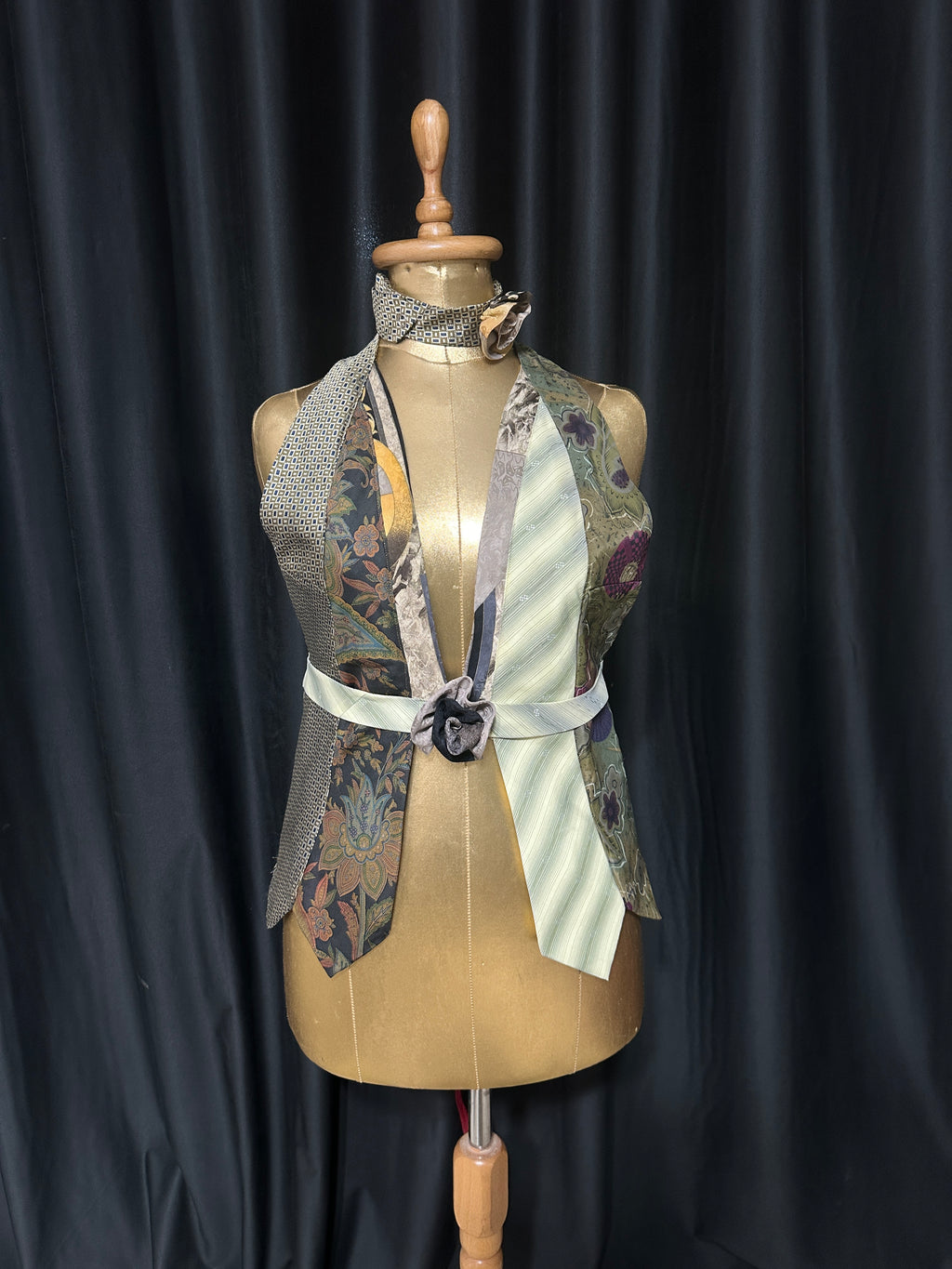 Handmade Upcycled Tie Halter Vest Top & Choker
