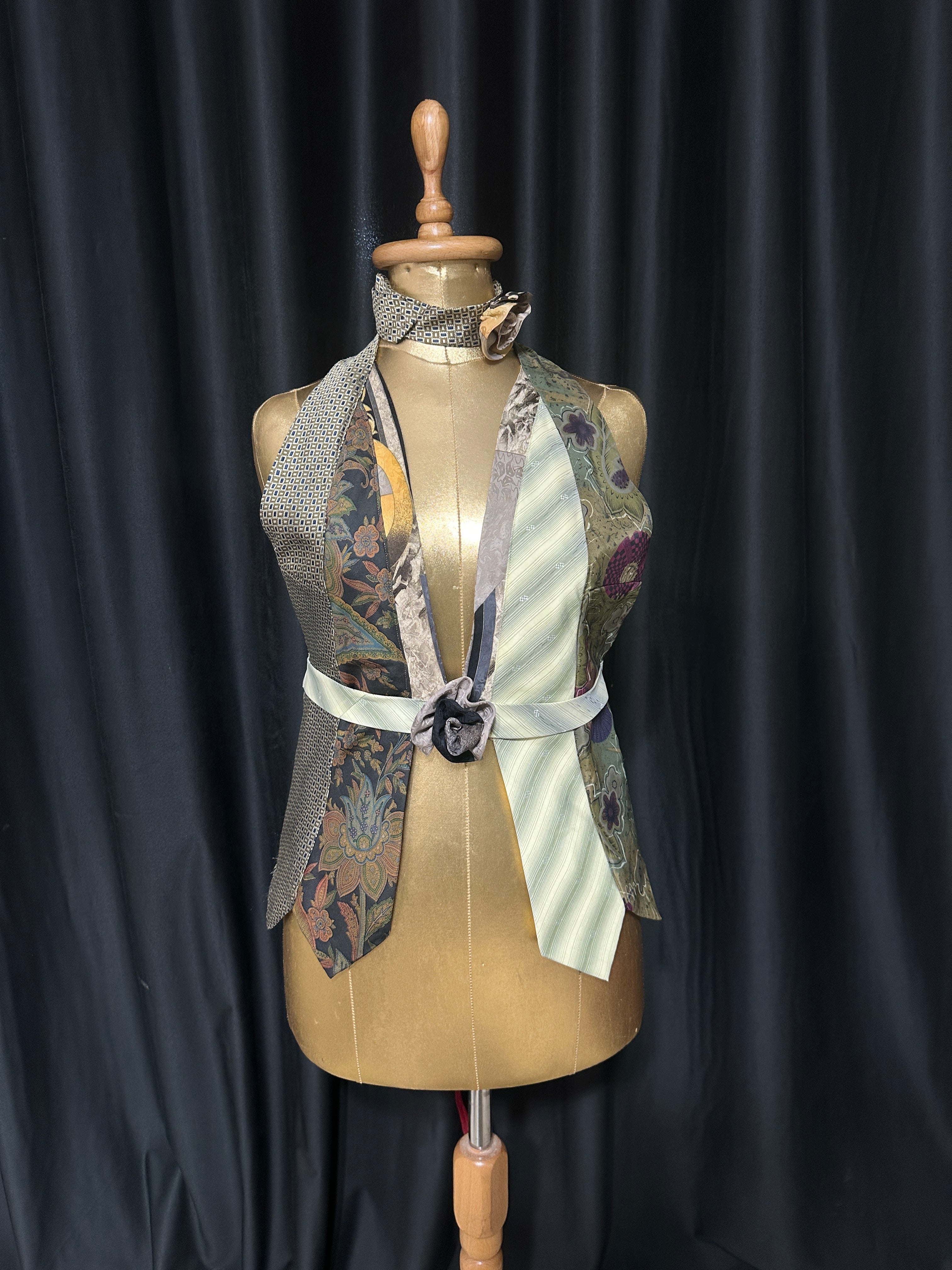 Handmade Upcycled Tie Halter Vest Top & Choker