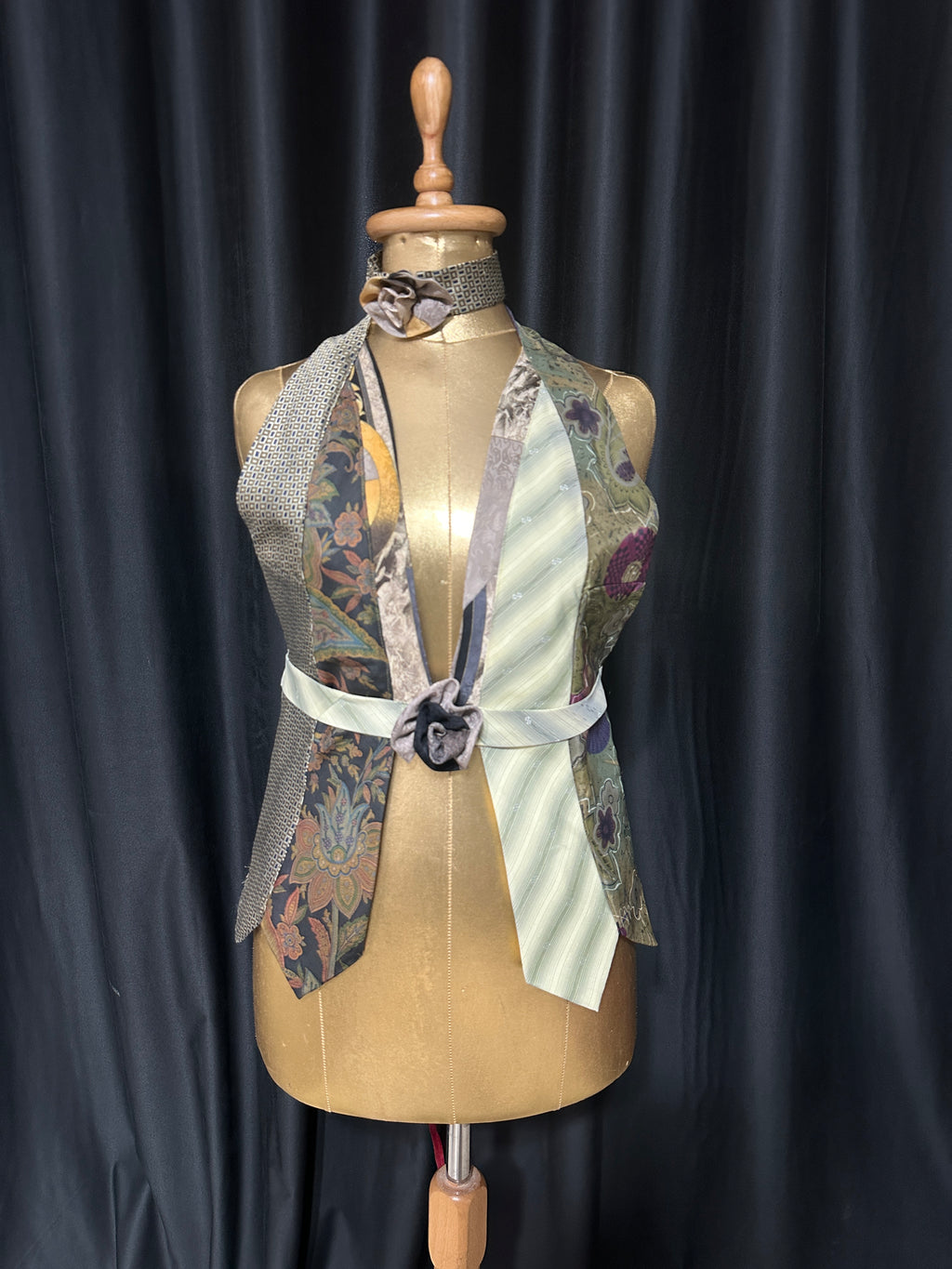 Handmade Upcycled Tie Halter Vest Top & Choker