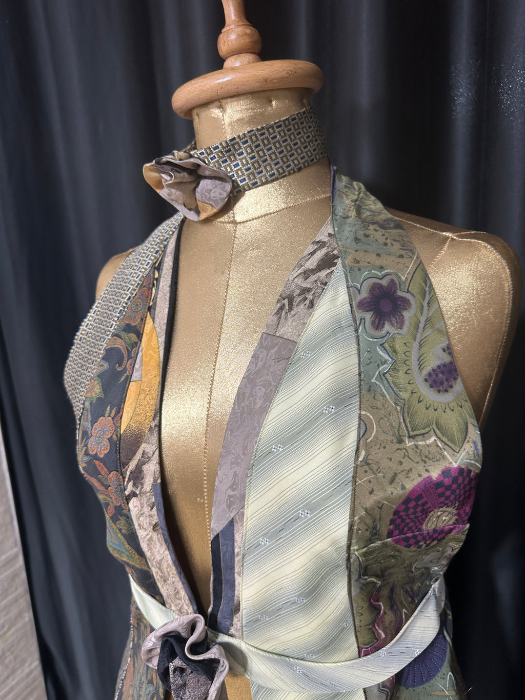 Handmade Upcycled Tie Halter Vest Top & Choker