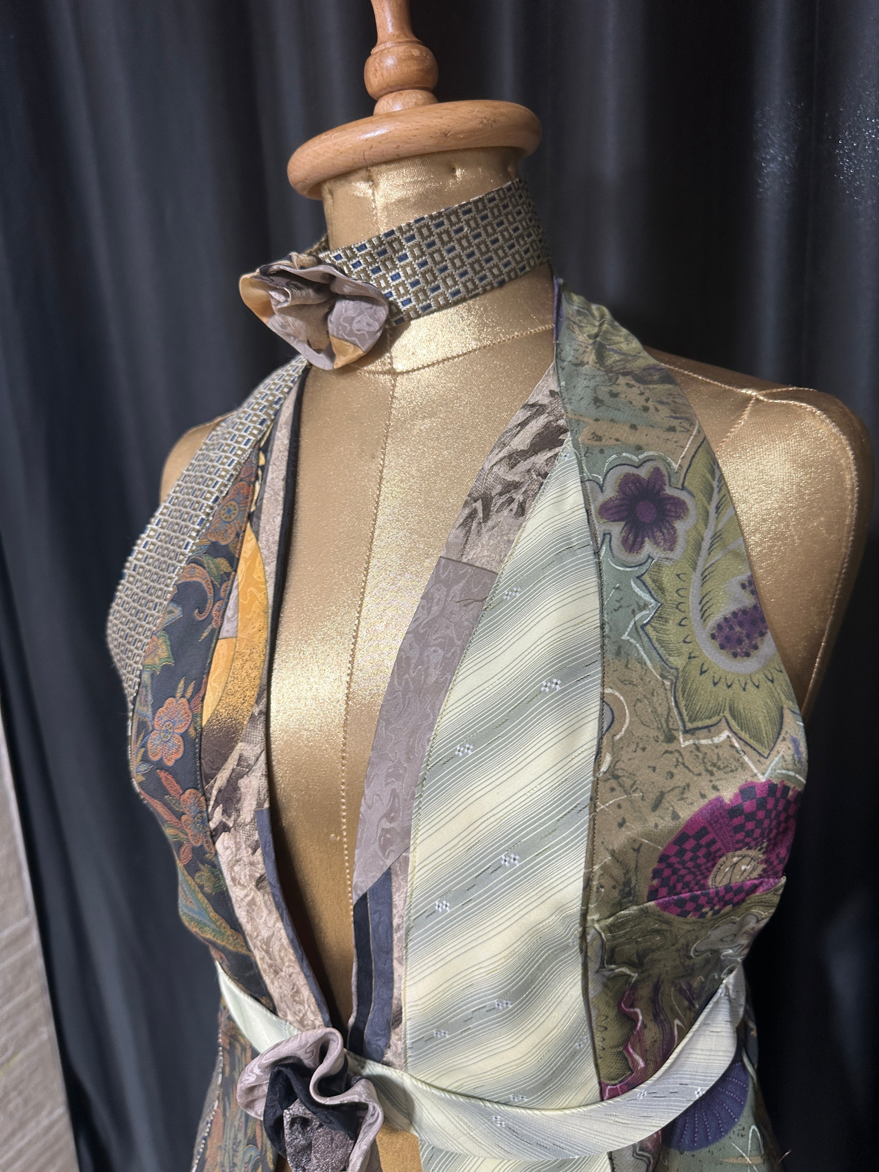 Handmade Upcycled Tie Halter Vest Top & Choker