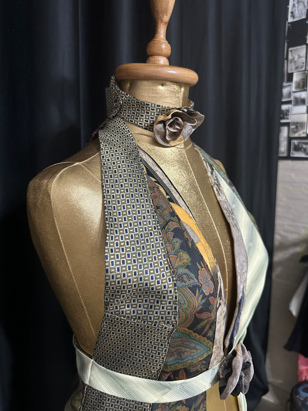Handmade Upcycled Tie Halter Vest Top & Choker