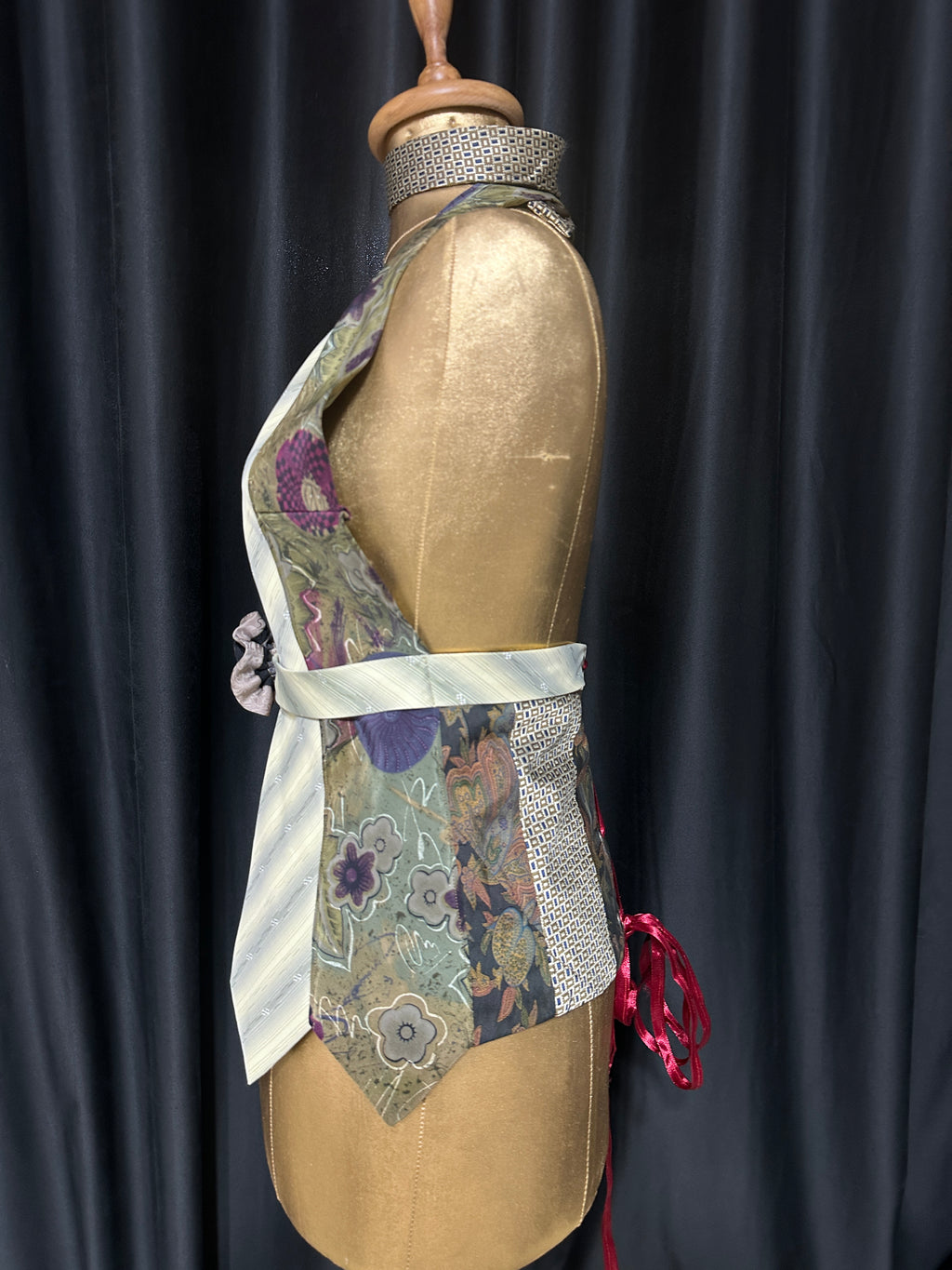 Handmade Upcycled Tie Halter Vest Top & Choker