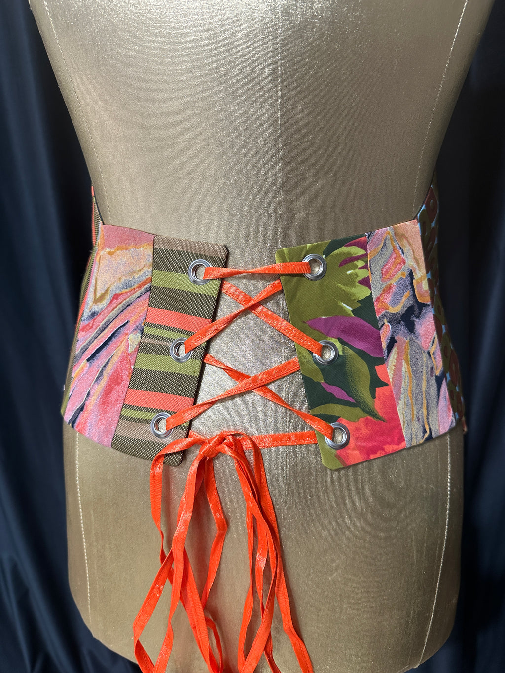 Handmade Upcycled Corset-Back Halter Vest Top & Choker