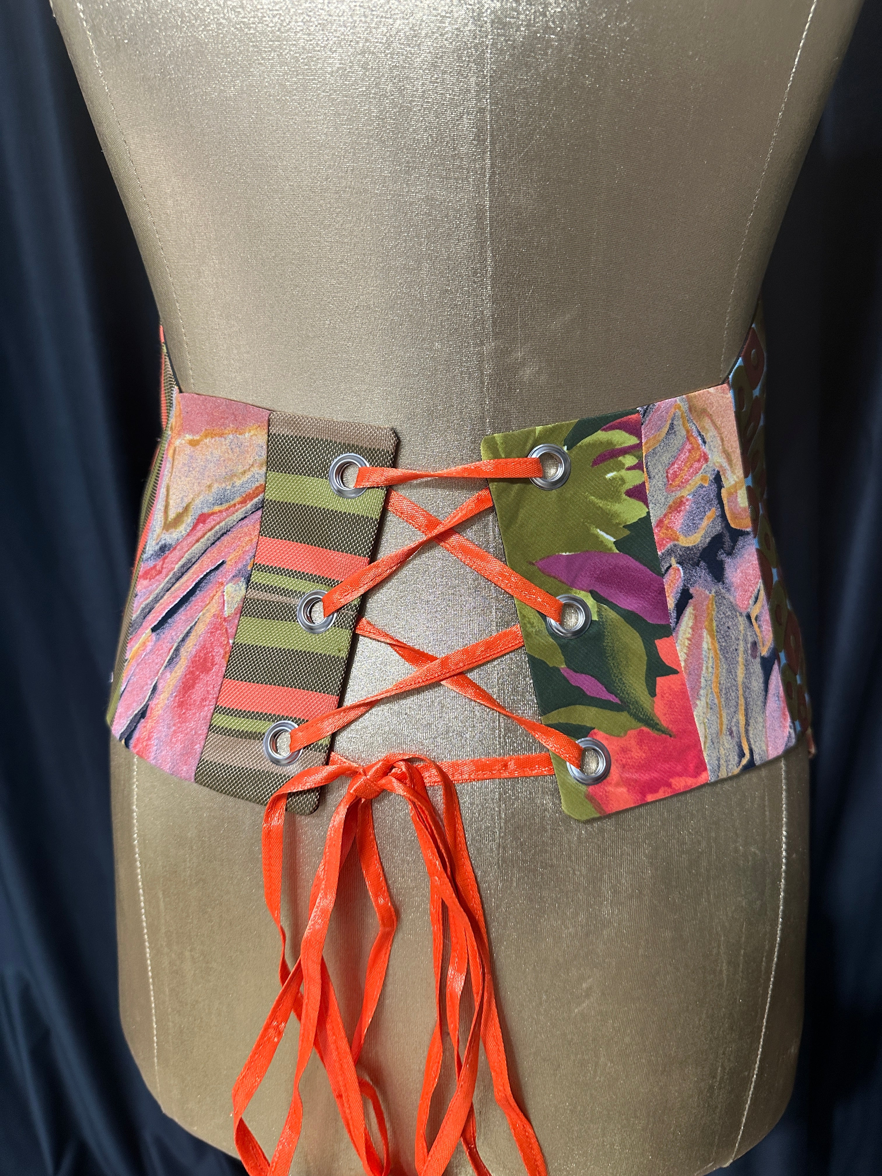 Handmade Upcycled Corset-Back Halter Vest Top & Choker