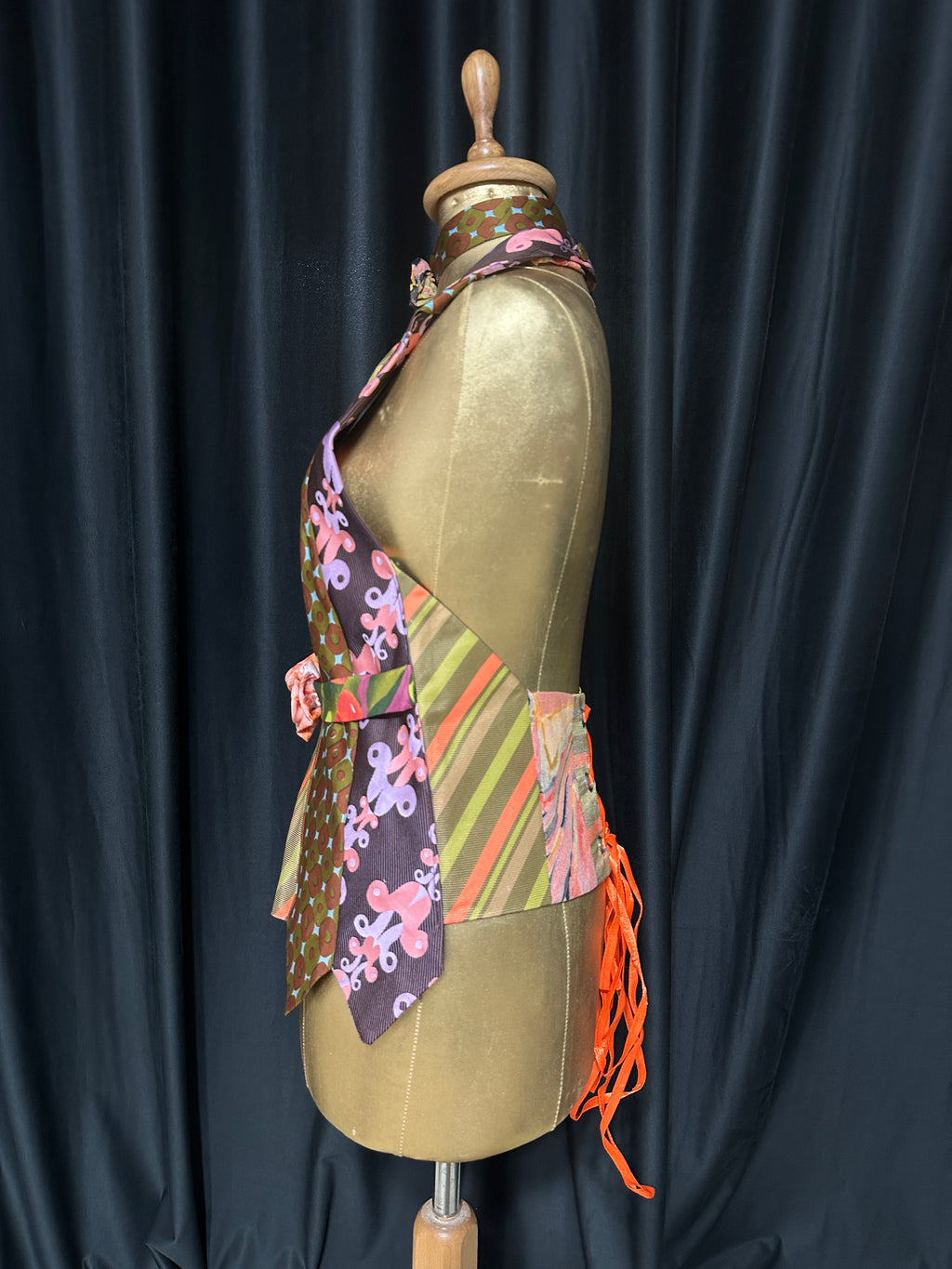 Handmade Upcycled Corset-Back Halter Vest Top & Choker
