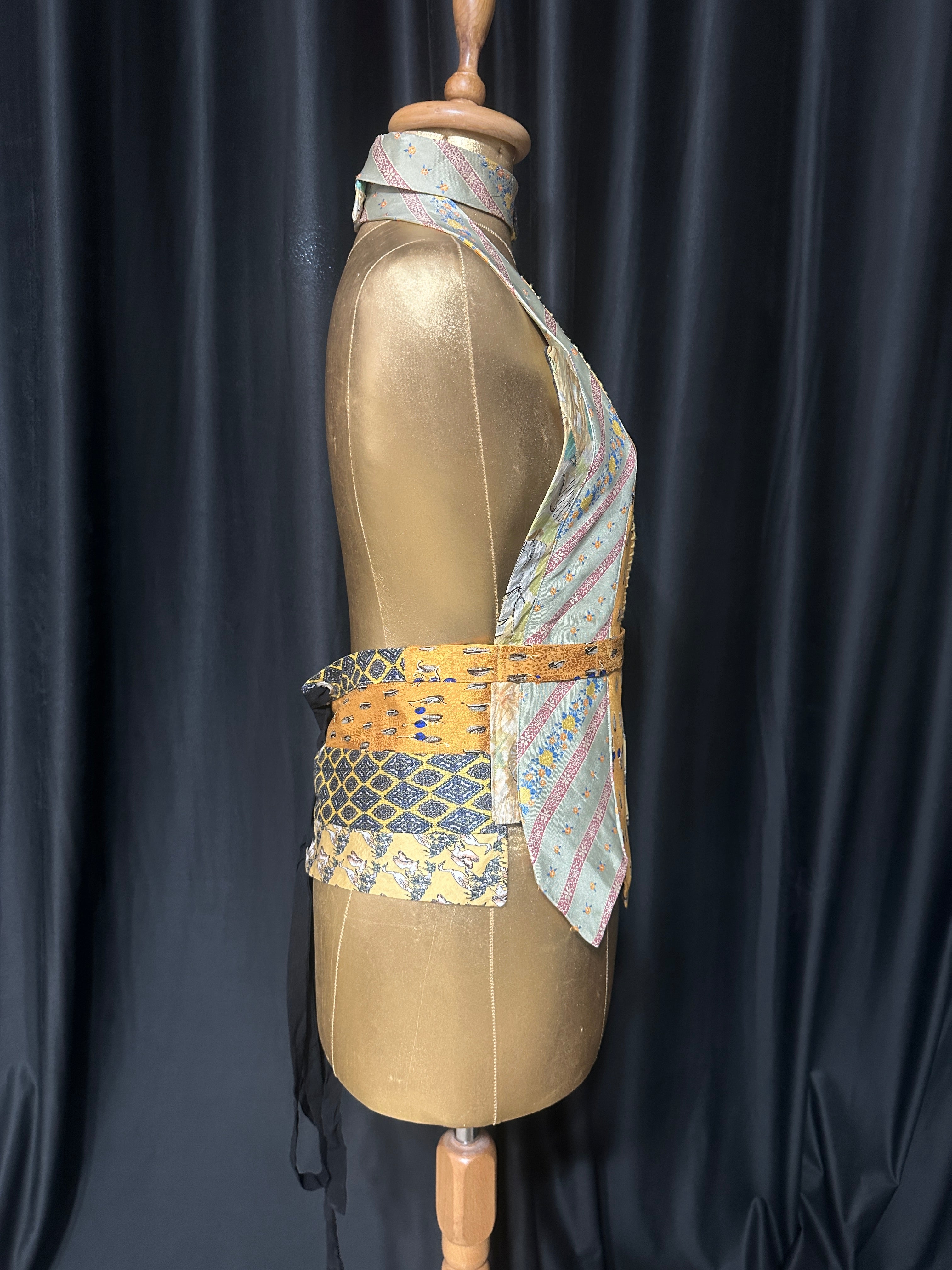 Handmade Upcycled Corset-Back Halter Vest Top & Choker