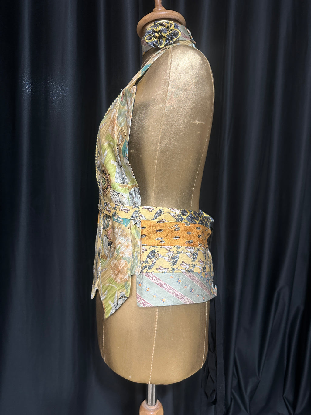 Handmade Upcycled Corset-Back Halter Vest Top & Choker