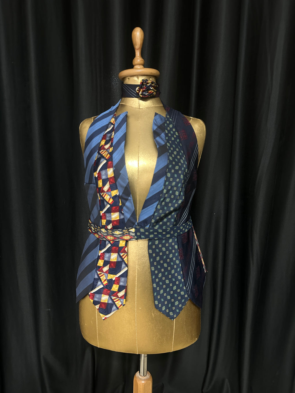 Handmade Upcycled Tie Halter Vest Top & Choker