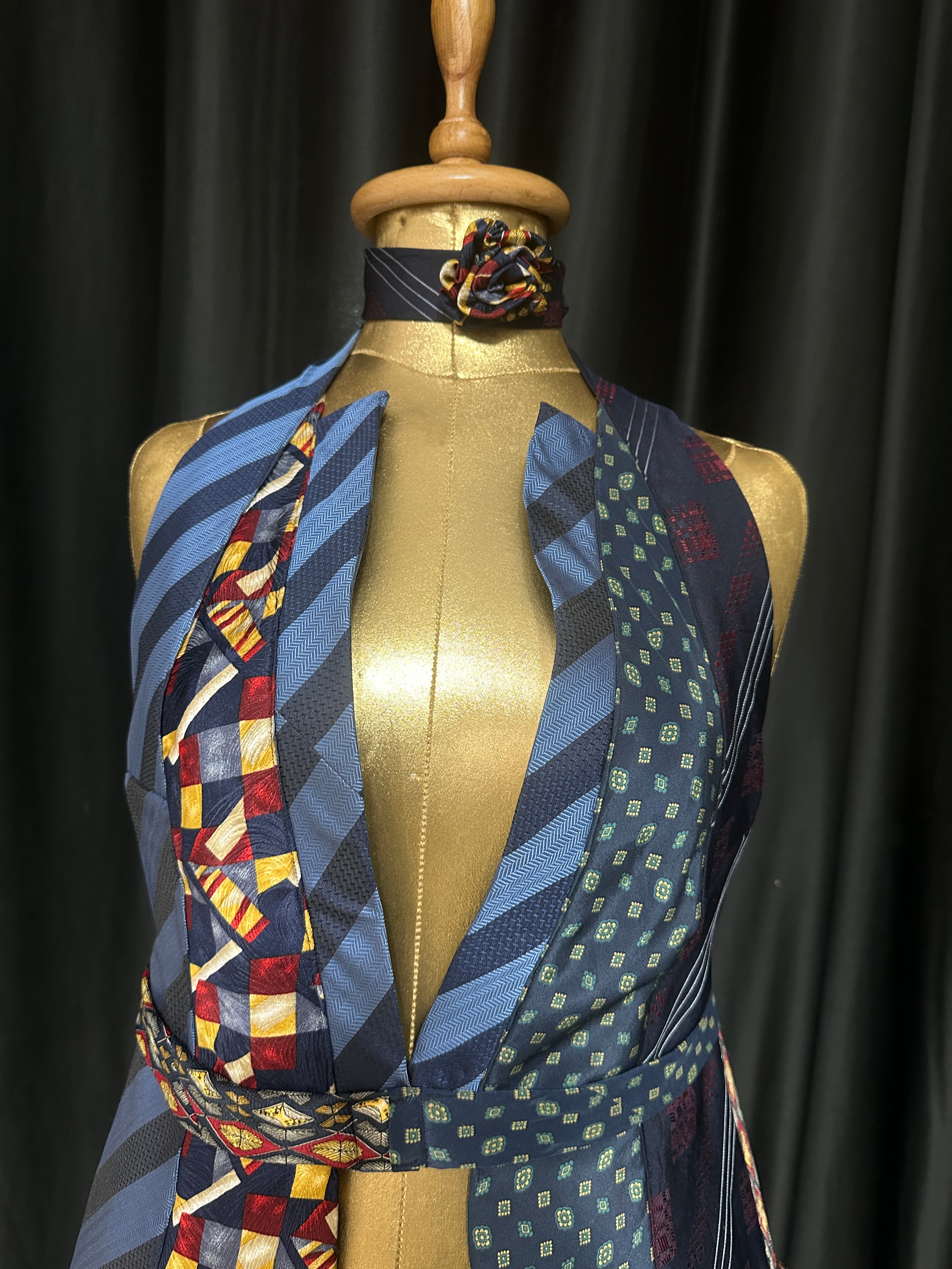 Handmade Upcycled Tie Halter Vest Top & Choker