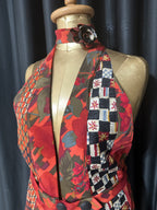 Handmade Upcycled Tie Corset-Back Halter Vest Top & Choker