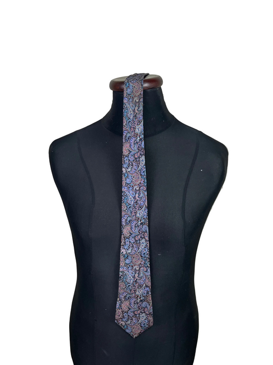 Purple Paisley Print Silk Necktie