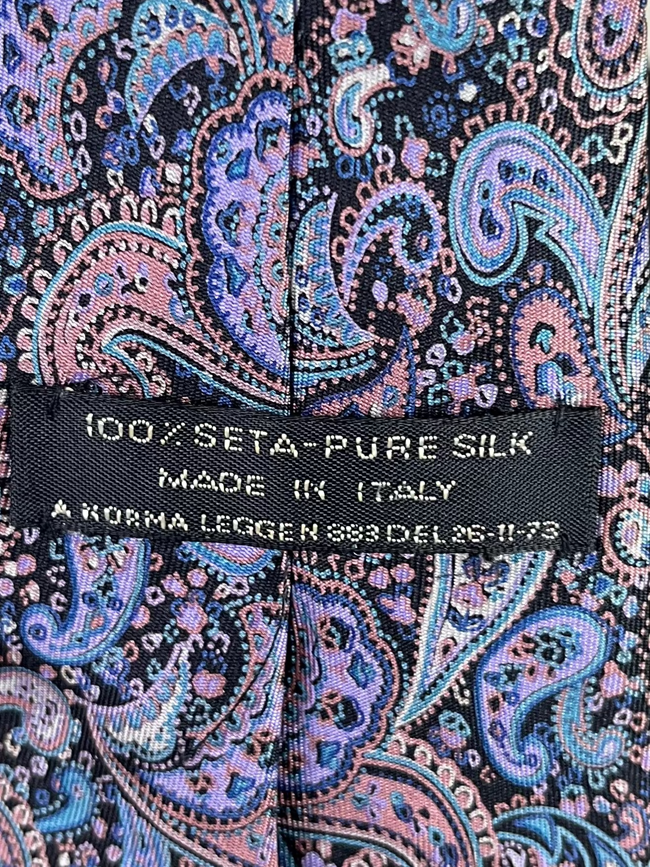 Purple Paisley Print Silk Necktie